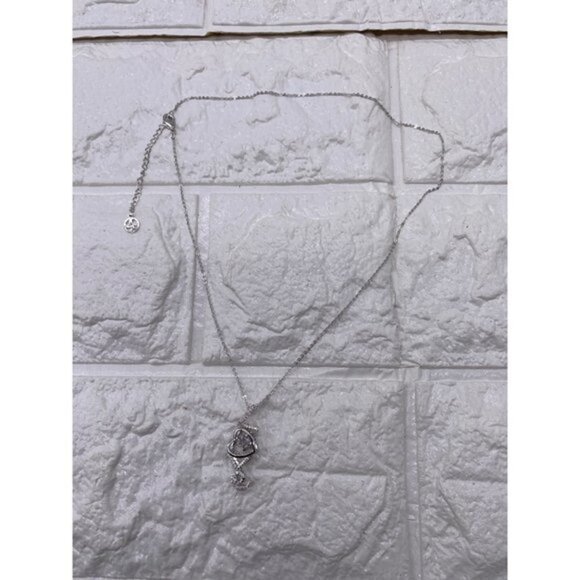 Women’s Love Cubic Zircon Necklace Sliver Tone - Picture 6 of 14